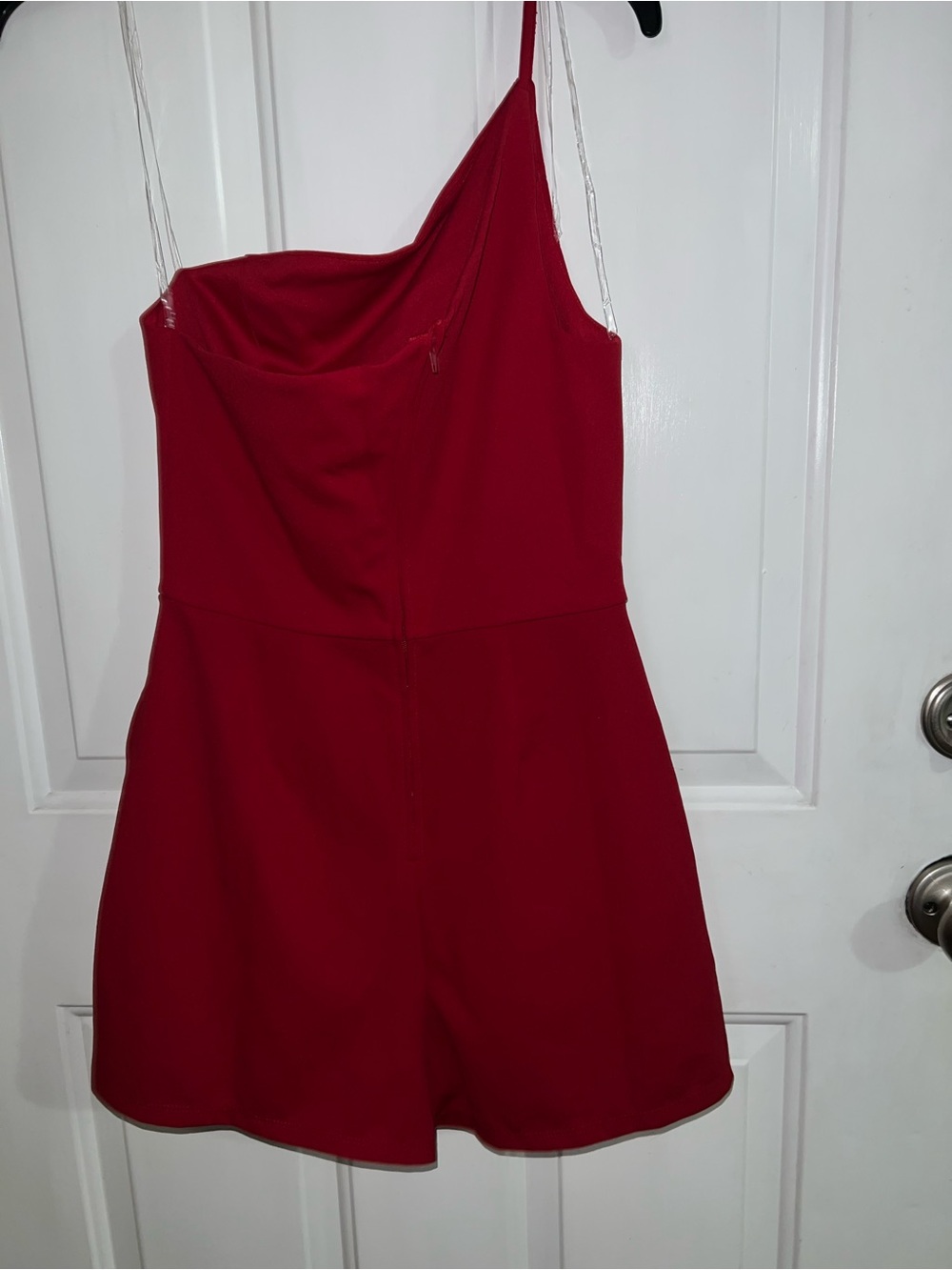 Red One-Shoulder Romper